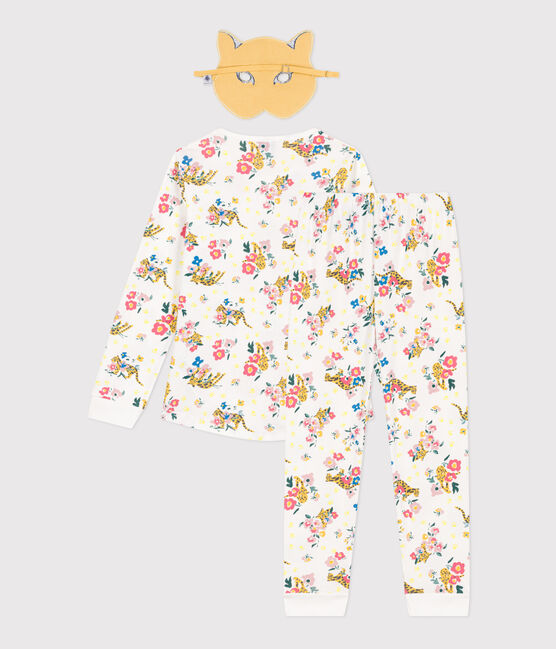 Children's cotton glow in the dark panther print pyjamas MARSHMALLOW white/MULTICO white