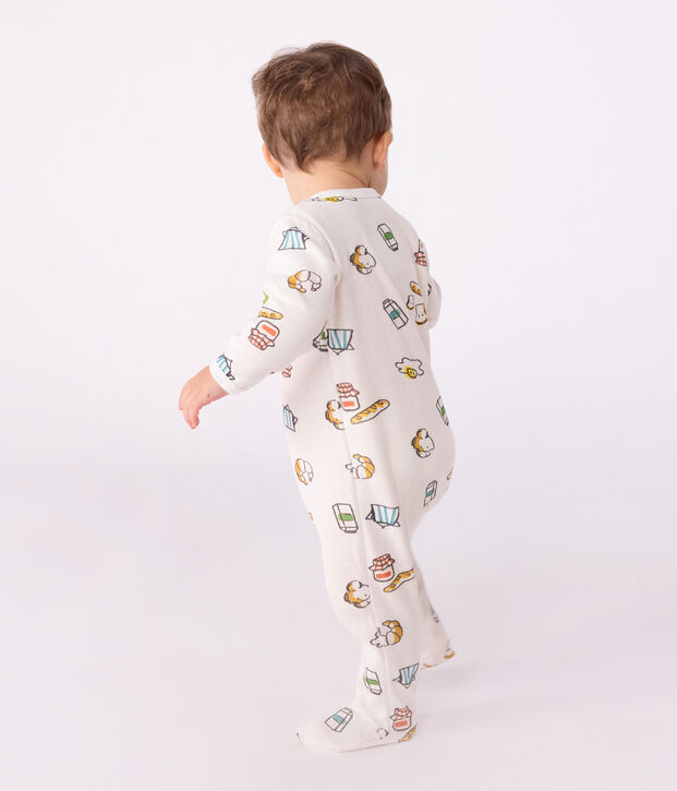 Babies' printed tube knit pyjama suit white/multicolor