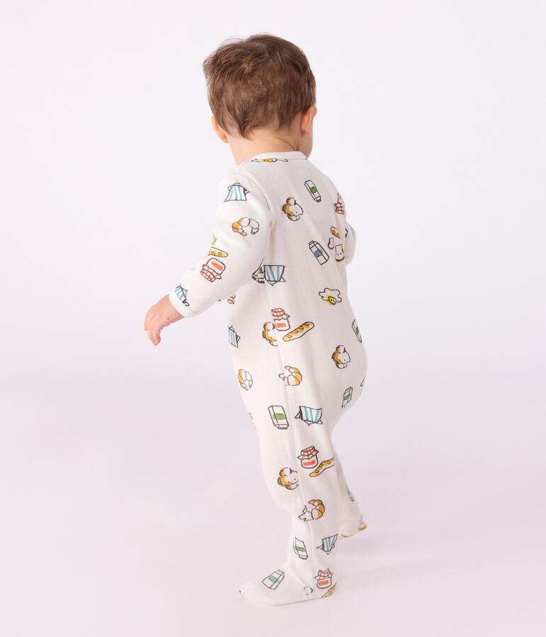 Babies' printed tube knit pyjama suit white/multicolor