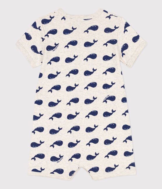 Babies' Cotton Navy Whale Playsuit MONTELIMAR beige/MEDIEVAL blue