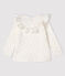 Baby girl's long-sleeved blouse MARSHMALLOW white/ARGENT grey