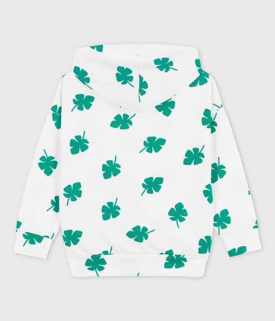 Boys' Fleece Hoodie MARSHMALLOW white/GAZON green
