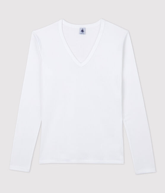 Women's Iconic V-Neck Cotton T-Shirt ECUME white