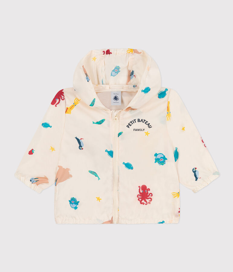 Babies' Anti-UV Recycled Polyester Windbreaker Ecru/multicolor