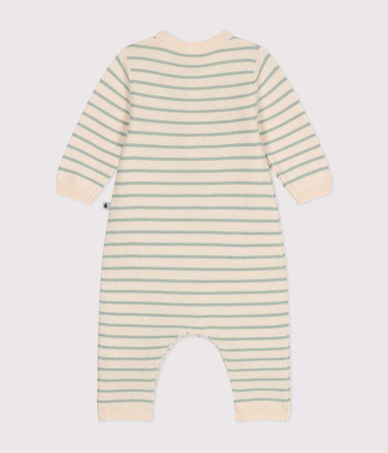 Babies' Knit Jumpsuit Ecru/green