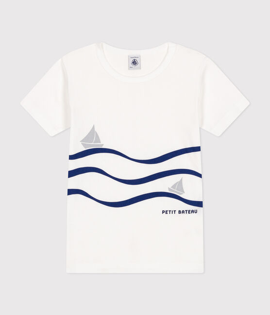 Children's short-sleeved cotton T-shirt ECUME white