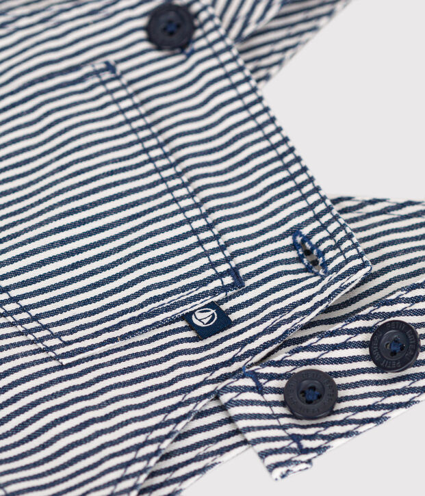 Babies' Short Canvas Dungarees blue/white