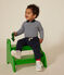 Babies' Long-Sleeved Stripy Cotton Bodysuit With Collar SMOKING blue/MARSHMALLOW white