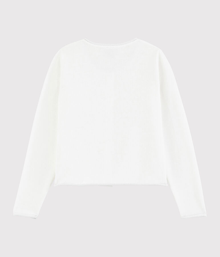 Girls' Cotton Knit Cardigan MARSHMALLOW white