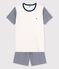 Boys' Blue Pinstriped Organic Cotton Short Pyjamas MEDIEVAL blue/MARSHMALLOW white