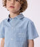 Children's short-sleeved cotton shirt BLEU CLAIR blue