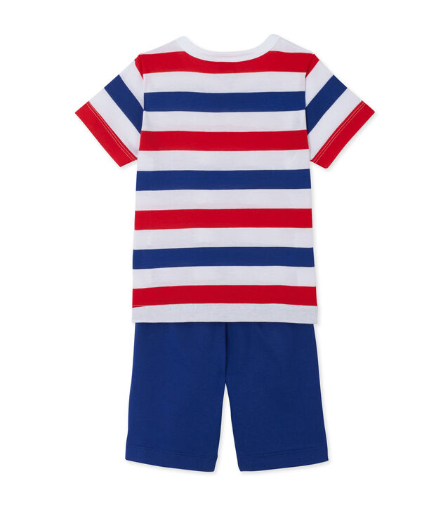 Pyjacourt gar&ccedil;on en jersey ray&eacute; white/blue/white