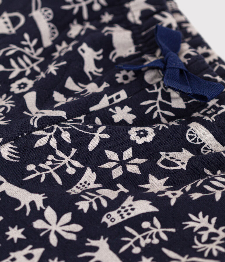 Babies' Patterned Quilted Tube-Knit Trousers SMOKING blue/AVALANCHE