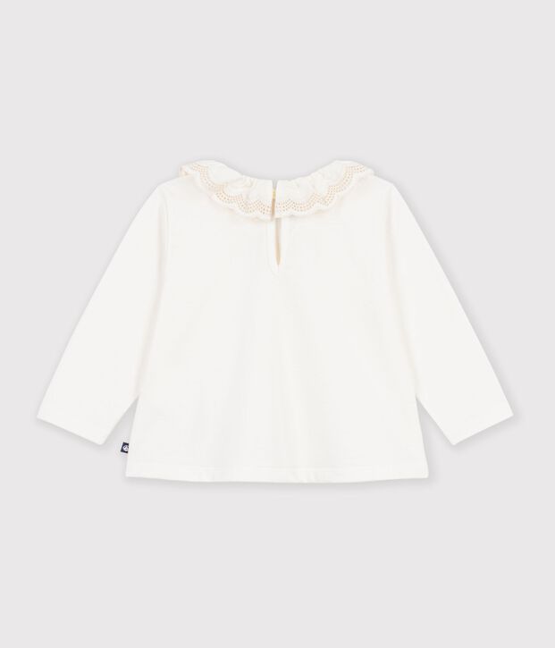 Babies' long-sleeved plain cotton T-Shirt white