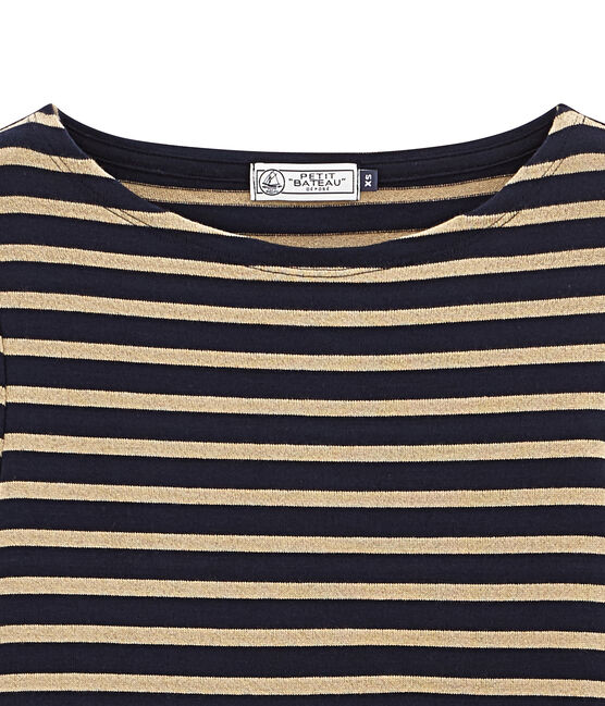 iconic women's breton top SMOKING blue/BRINDILLE BRILLANT brown