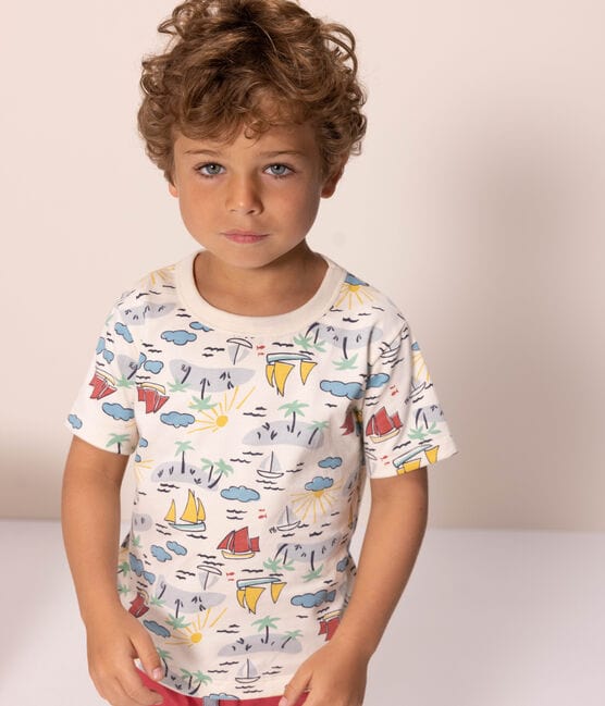 Boys' Short-Sleeved Patterned T-Shirt AVALANCHE white/MULTICO