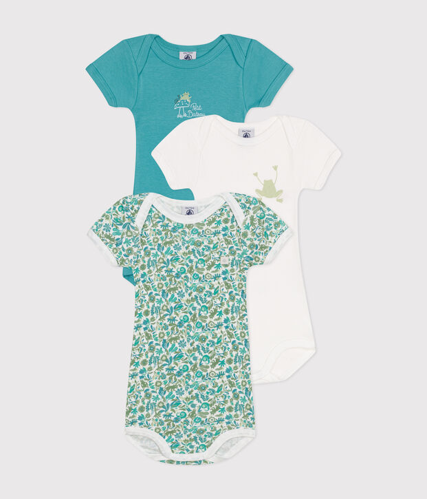 Babies' short-sleeved cotton bodysuits - 3-Pack multicolor