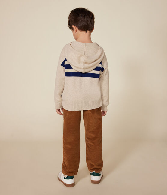 Boys' wool and cotton hooded jumper AVALANCHE white/MEDIEVAL