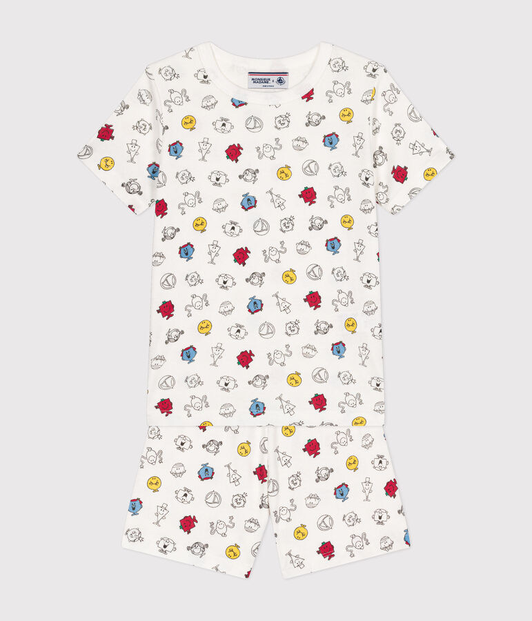 Children's Mr. Men and Little Miss short cotton pyjamas white/multicolor