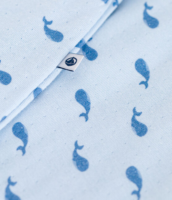 Babies' whale design tube knit bodyjama TOUDOU blue/ALASKA