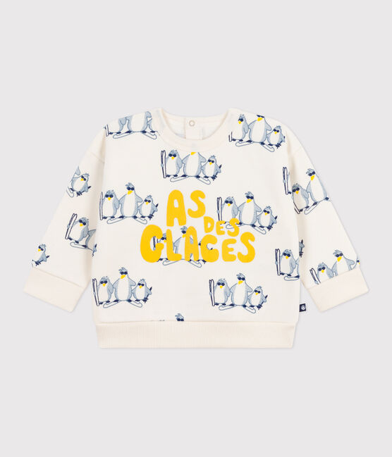 Babies' penguin-print cotton sweatshirt MILK /MULTICO