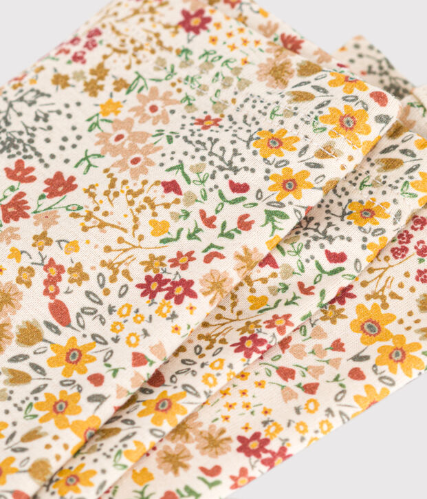 Babies' cotton leggings Ecru/multicolor