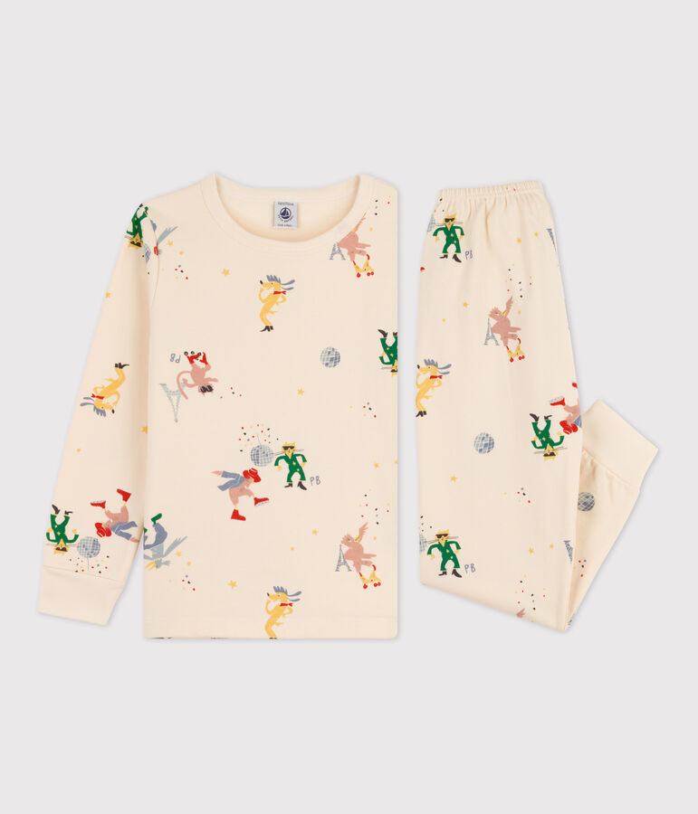 Children's Unisex Glow in the Dark Fleece Pyjamas AVALANCHE white/MULTICO