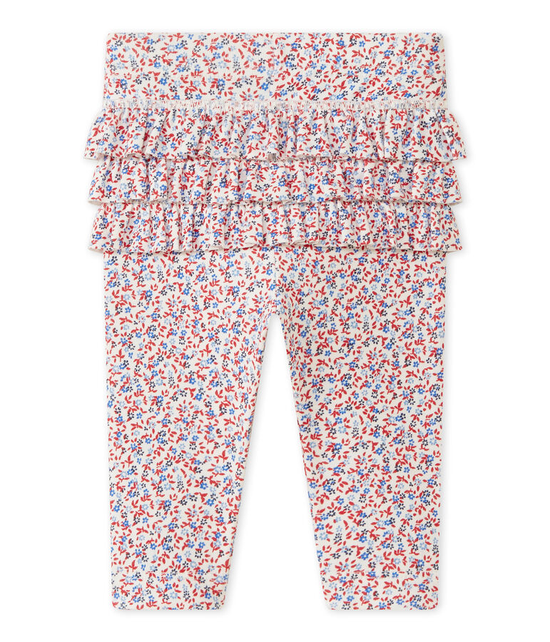 Baby girl's print leggings MARSHMALLOW white/TERKUIT red/MULTICO