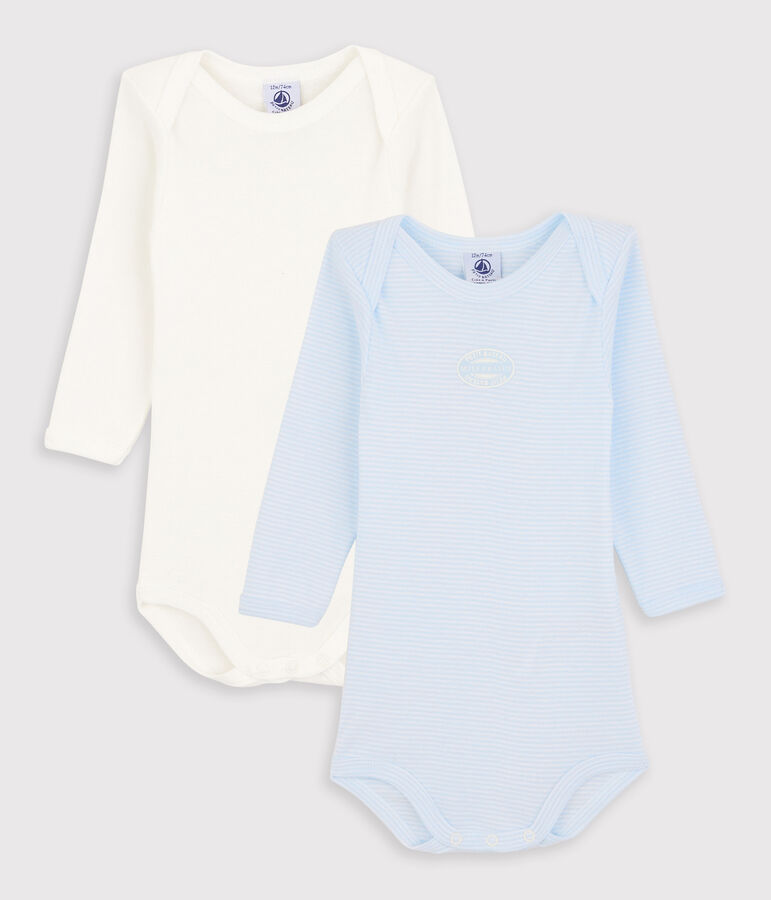 Babies' Pinstriped Organic Cotton Long-sleeved Bodysuits - 2-Pack multicolor