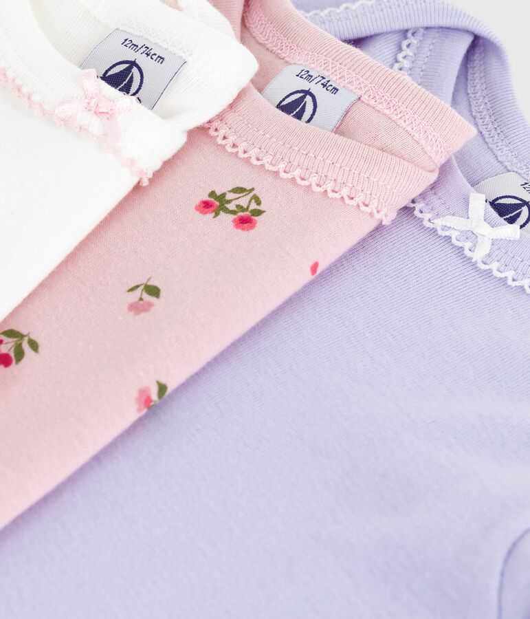 Pack of babies' long-sleeved floral-print cotton bodies multicolor
