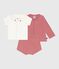 Three-piece newborn set in cotton, and the T-shirt has an embroidered collar ROSEWOOD pink/MULTICO