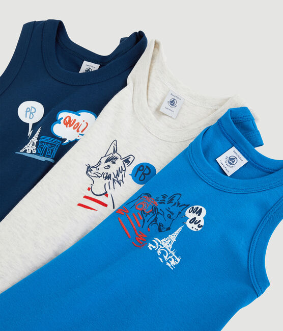 Boys' Paris-Themed Cotton Vests - 3-Pack variante 1