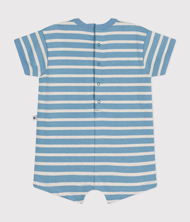 Babies' Thick Jersey Striped Breton Playsuit blue/beige