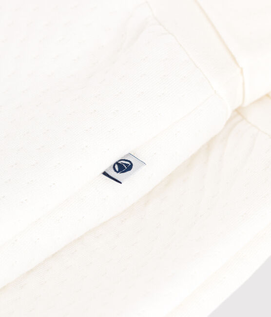Babies' tube knit trousers with feet MARSHMALLOW white