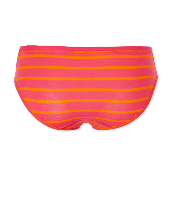 Women's striped original rib briefs GEISHA pink/FEU orange
