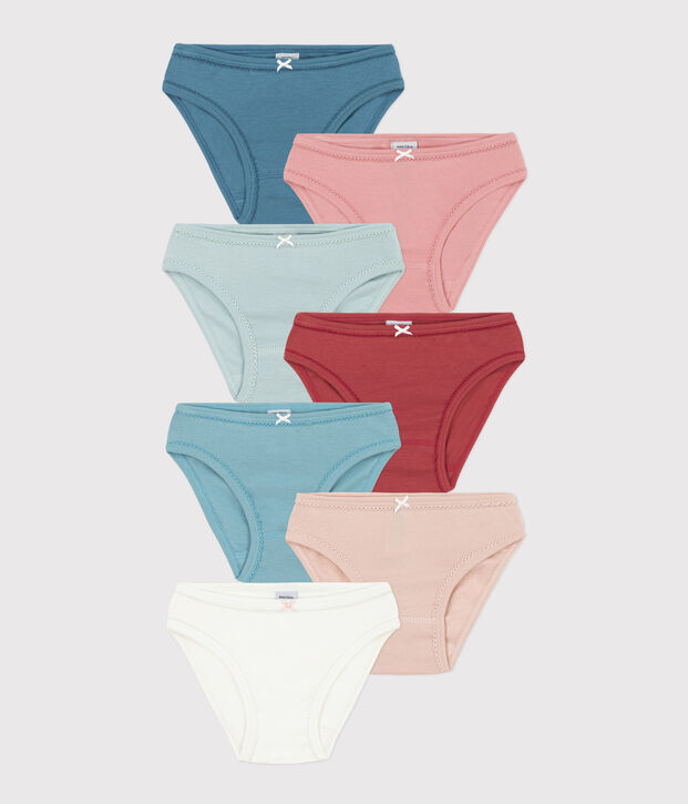 Girls' Plain Cotton Briefs - 7-Pack multicolor