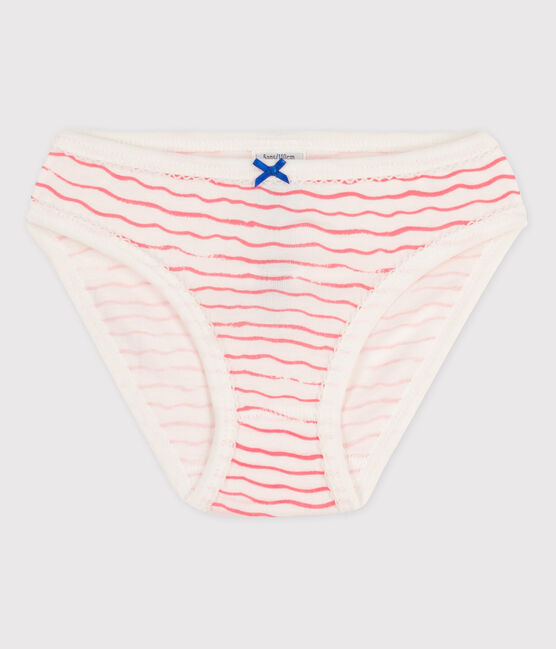Girls' Cotton Briefs MARSHMALLOW white/GRETEL pink