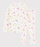 Girls' Summer Fruit Pattern Organic Cotton Pyjamas MARSHMALLOW white/MULTICO white