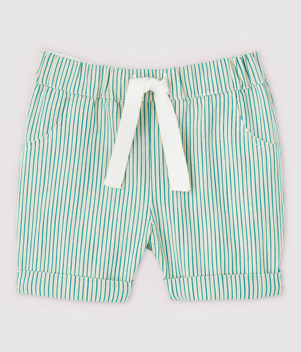 Baby Boys' Eye-Catching Stripy Serge Shorts white/green