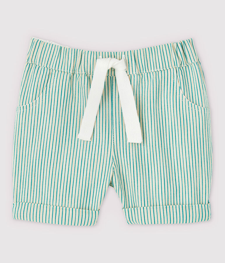 Baby Boys' Eye-Catching Stripy Serge Shorts white/green