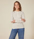 Women's plain drop needle rib knit t-shirt with long sleeves and a grandad neckline