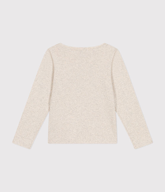 Little girls' long-sleeved rib knit T-shirt MONTELIMAR CHINE beige