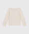 Little girls' long-sleeved rib knit T-shirt MONTELIMAR CHINE beige