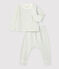 Babies' Organic Striped Tube Knit Clothing - 2-Piece Set MARSHMALLOW white/HERBIER
