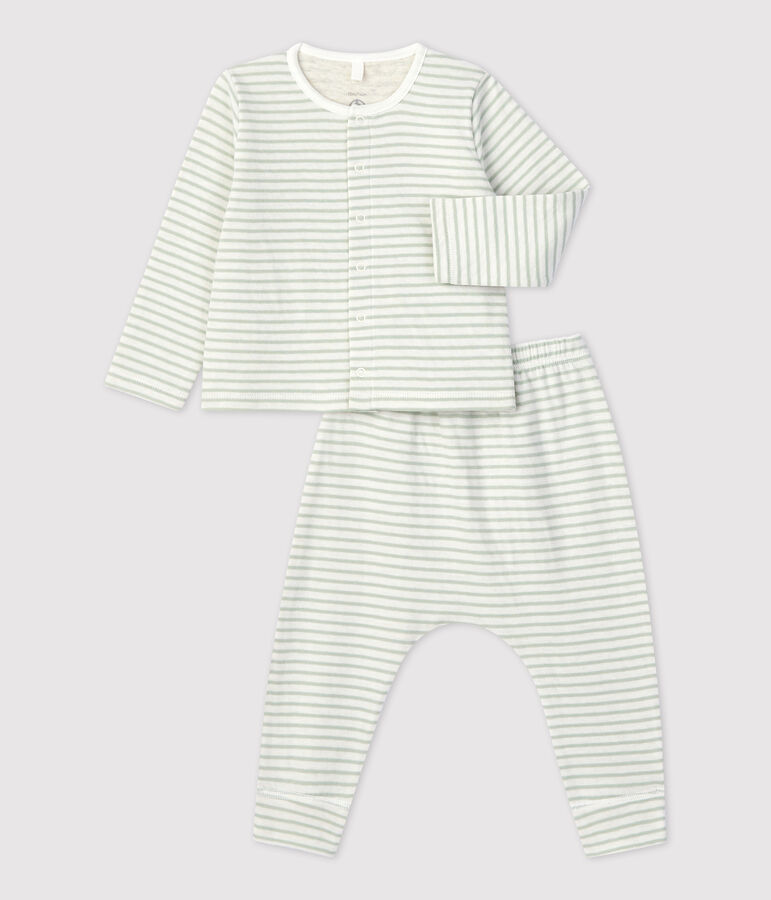 Babies' Organic Striped Tube Knit Clothing - 2-Piece Set white/green