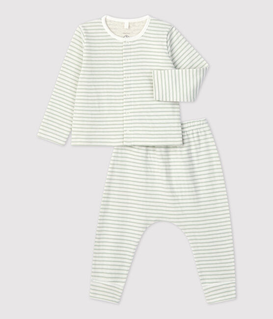 Babies' Organic Striped Tube Knit Clothing - 2-Piece Set MARSHMALLOW white/HERBIER