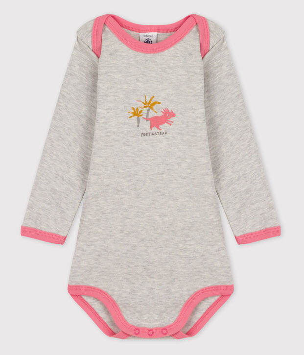 Baby Girls' Long-Sleeved Bodysuit grey/pink