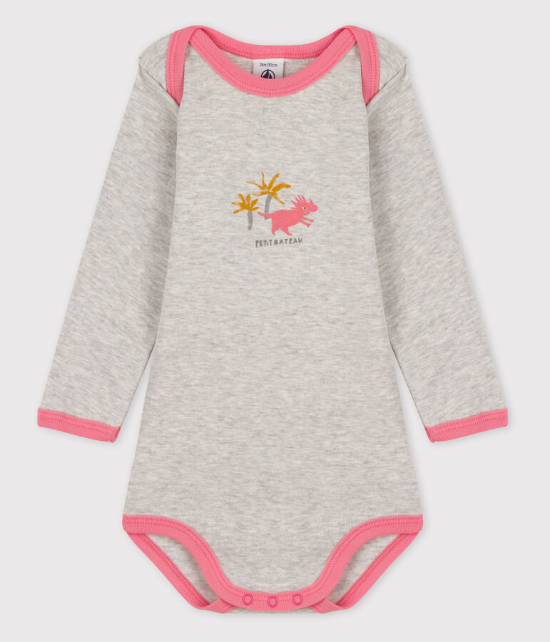 Baby Girls' Long-Sleeved Bodysuit grey/pink