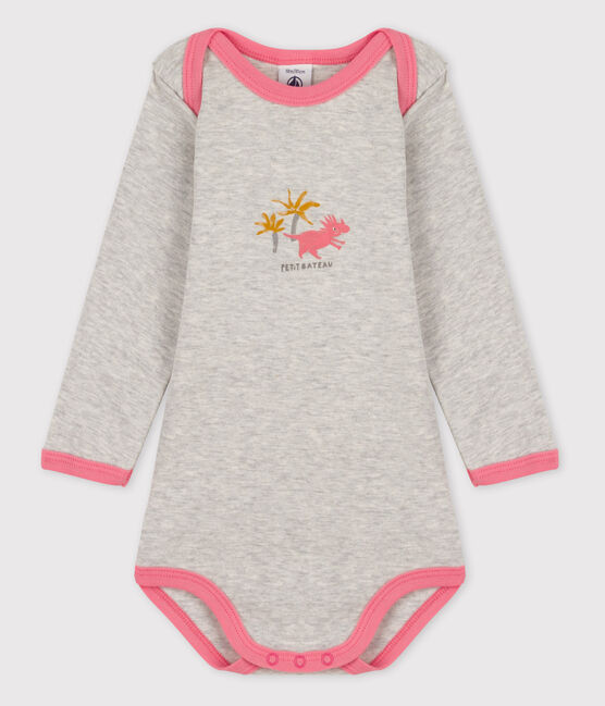 Baby Girls' Long-Sleeved Bodysuit BELUGA grey/GRETEL pink