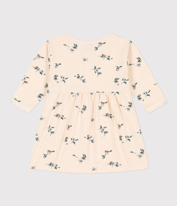Babies' Long-Sleeved Jersey Dress Ecru/multicolor